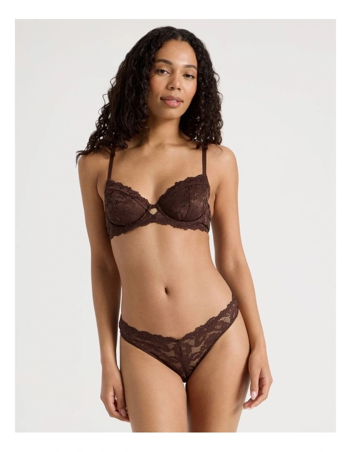 Lola Broderie Lace V Cut Brazilian in Chocolate image 1