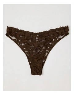 Lola Broderie Lace V Cut Brazilian in Chocolate