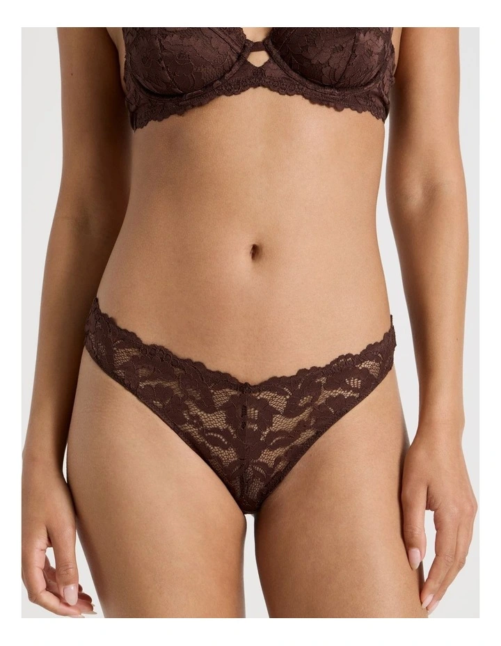 Lola Broderie Lace V Cut Brazilian in Chocolate image 2