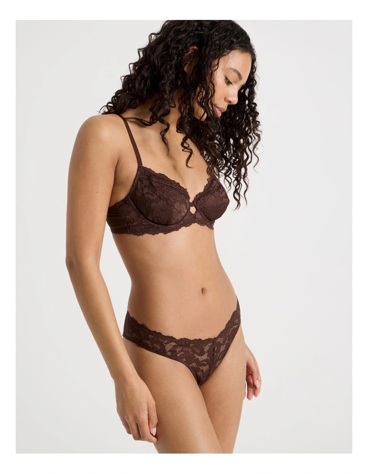 Lola Broderie Lace V Cut Brazilian in Chocolate image 3