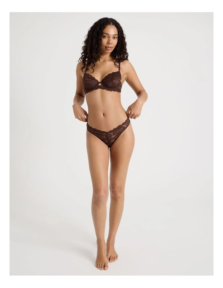 Lola Broderie Lace V Cut Brazilian in Chocolate image 5