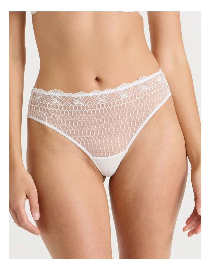 Embroidery High Waist Brazilian in White image 2