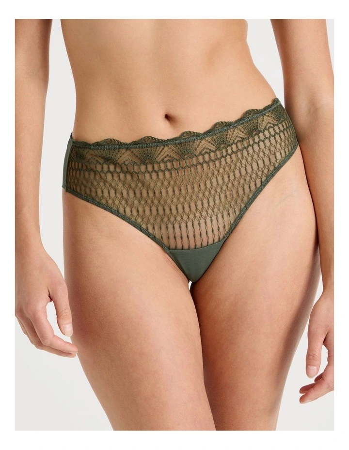 Embroidery High Waist Brazilian in Green image 2