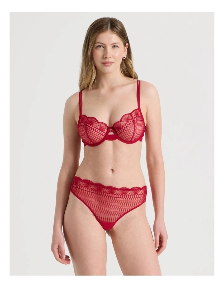 Embroidery High Waist Brazilian in Red image 1
