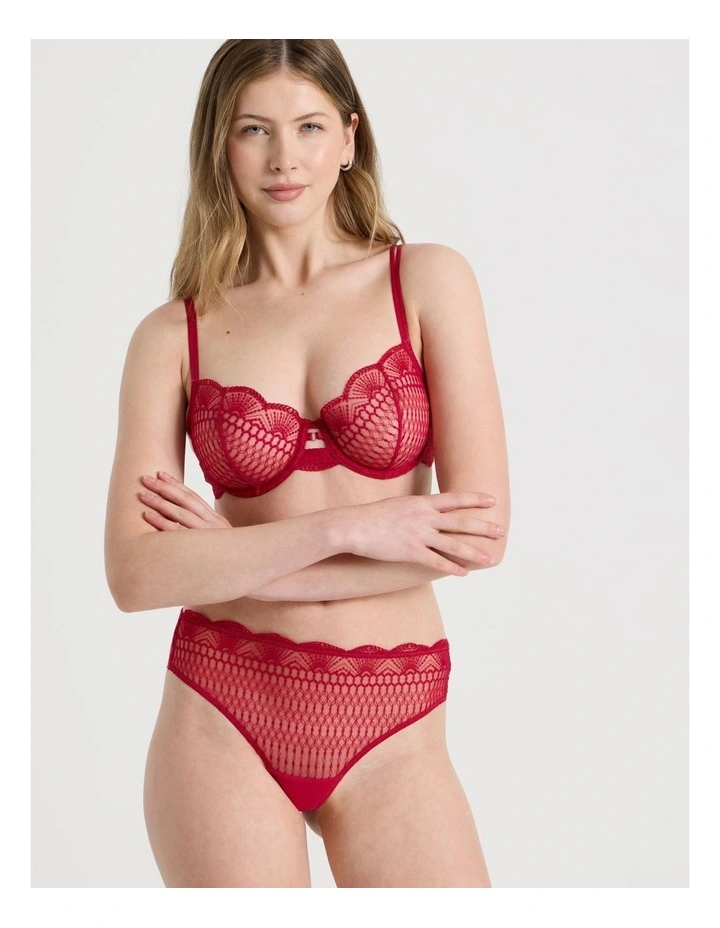 Embroidery High Waist Brazilian in Red image 4