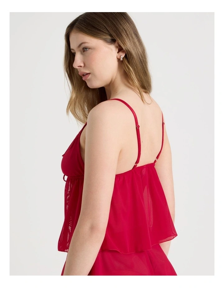 Delicate Lace Mesh & Lace Camisole in Red image 6