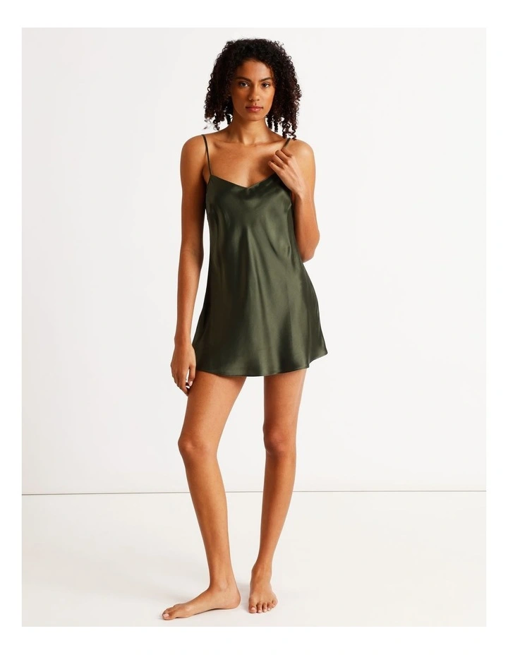 Silk Chemise in Olive image 1