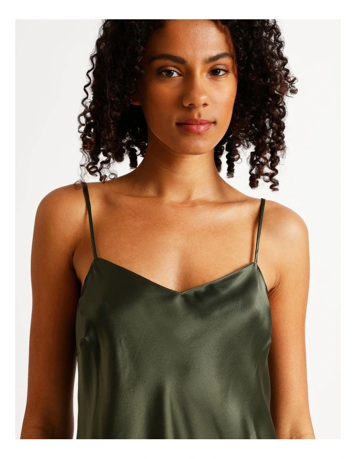 Silk Chemise in Olive image 3