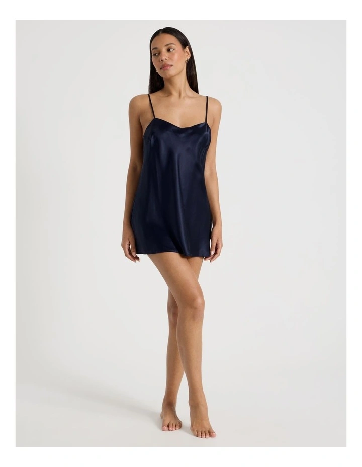 Silk Chemise in Navy image 2