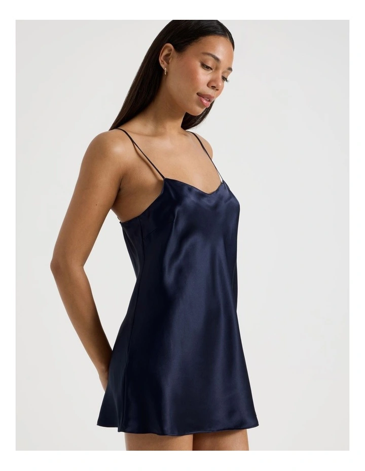 Silk Chemise in Navy image 3