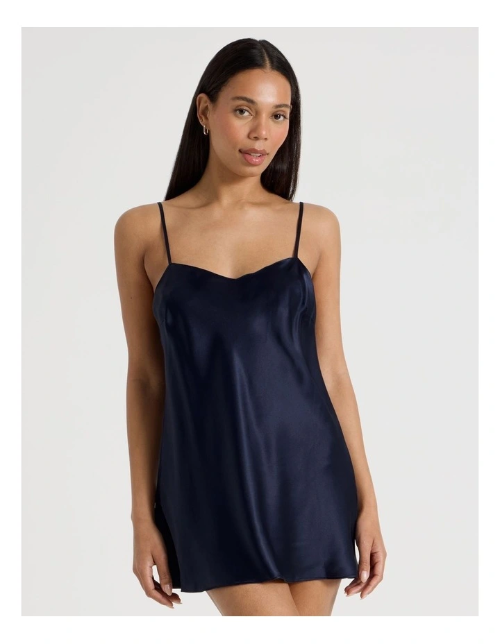 Silk Chemise in Navy image 5