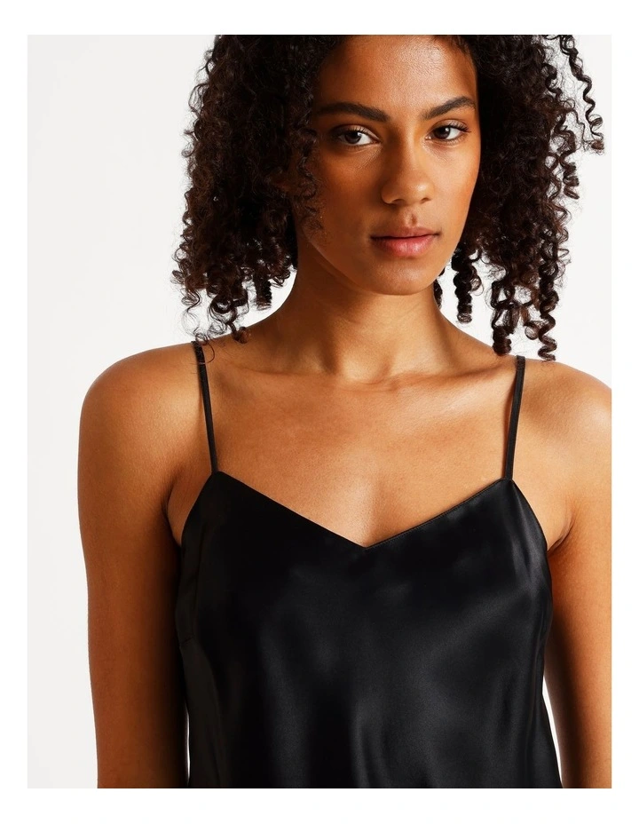 Silk Cami Boxer Set in Black image 3