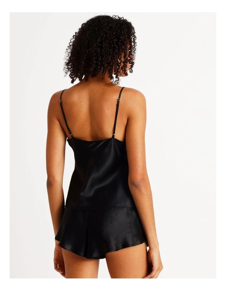 Silk Cami Boxer Set in Black image 5