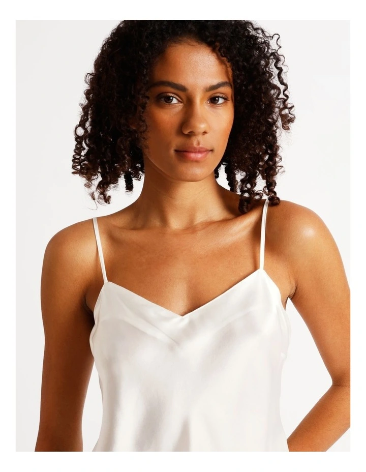 Silk Cami Boxer Set in White image 3
