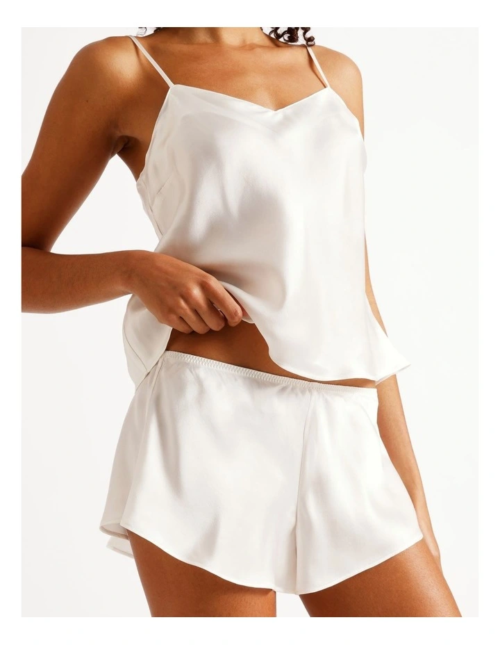 Silk Cami Boxer Set in White image 4