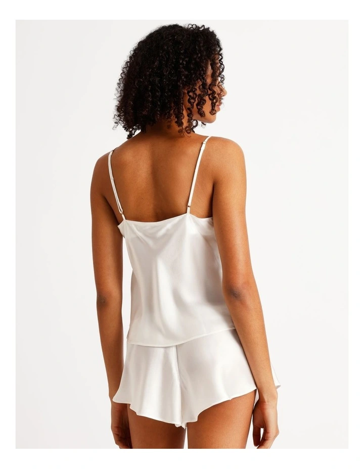 Silk Cami Boxer Set in White image 5