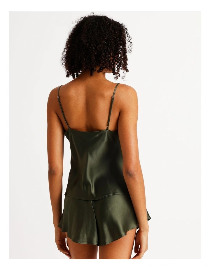 Silk Cami Boxer Set in Olive image 6