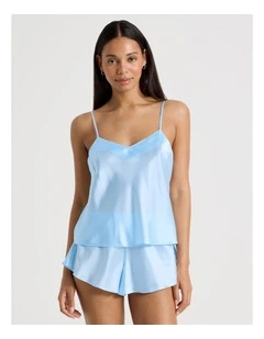 Silk Cami Boxer Set in Blue