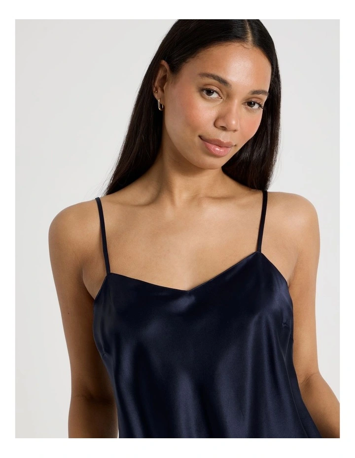 Silk Cami Boxer Set in Navy image 4