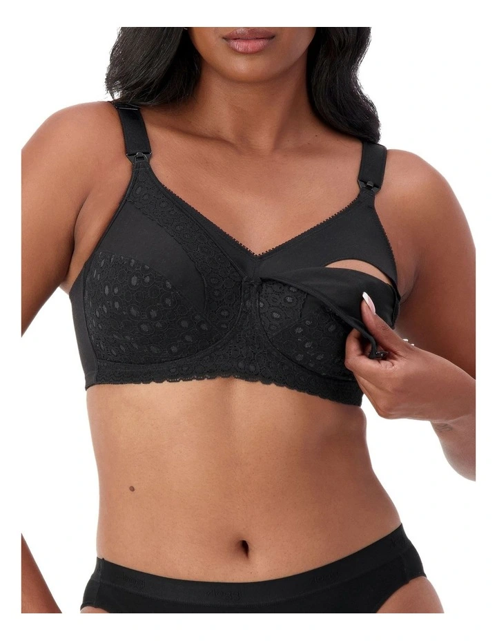 Lace Maternity Wirefree Bra in Black image 1
