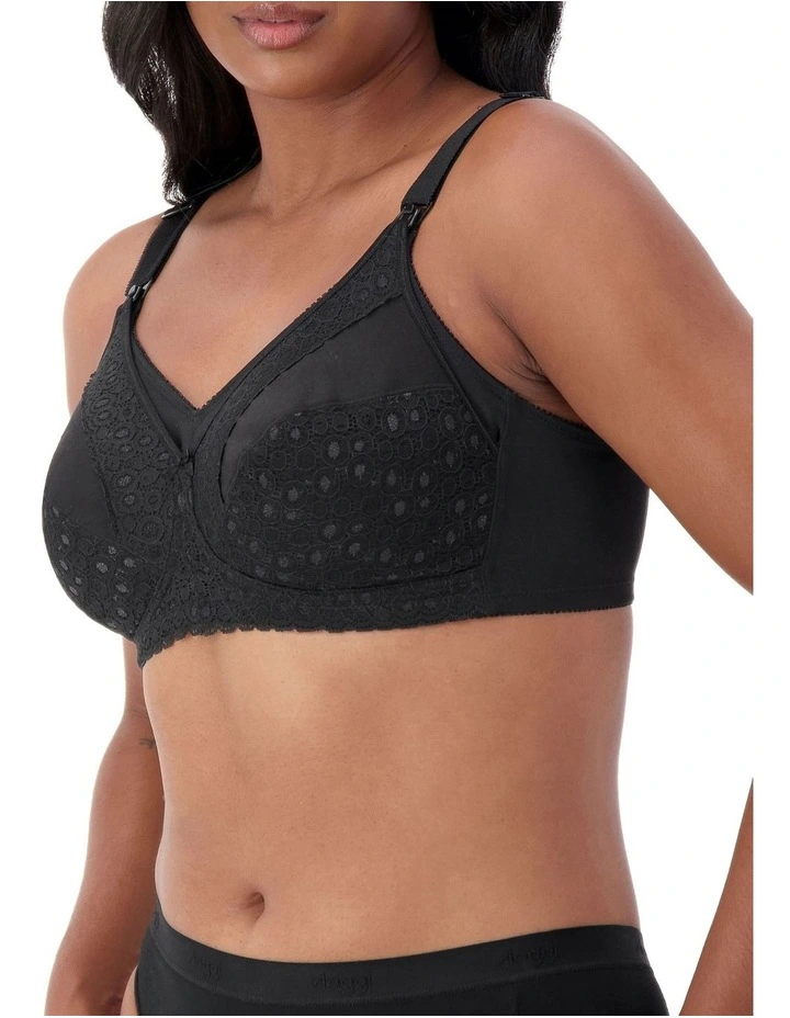 Lace Maternity Wirefree Bra in Black image 4