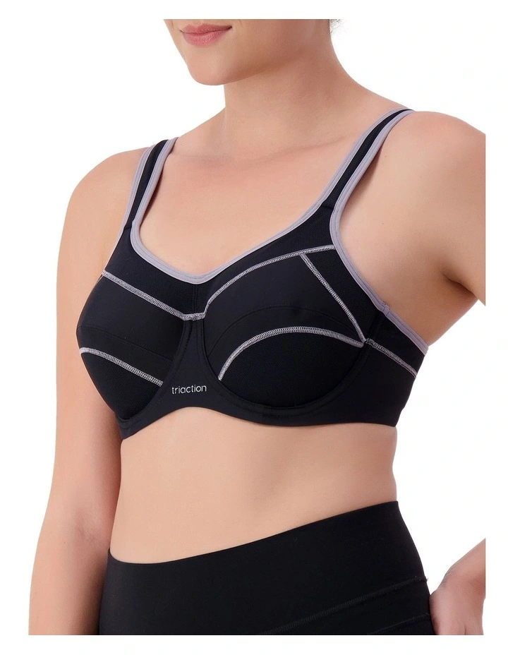 Triaction Performance Wired Sports Bra in Black image 3