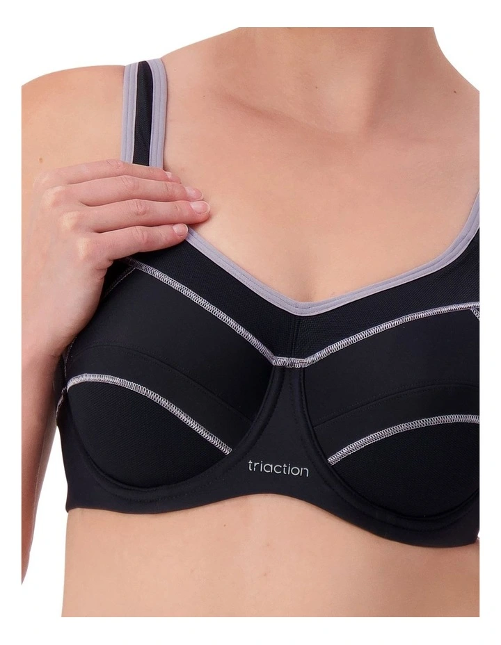 Triaction Performance Wired Sports Bra in Black image 4