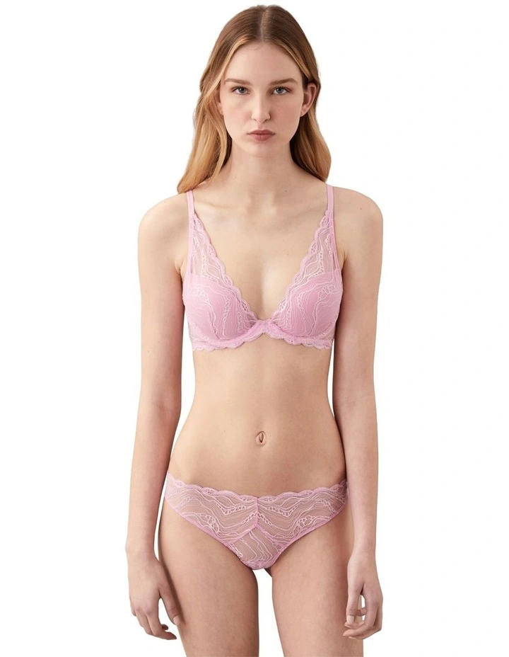 Sensual Stretch Lace Plunge Bra Pink Essence image 1