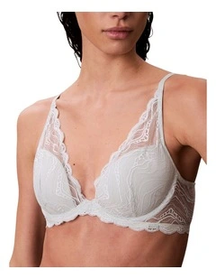 Sensual Stretch Lace Lightly Lined Plunge Bra in Sky Grey