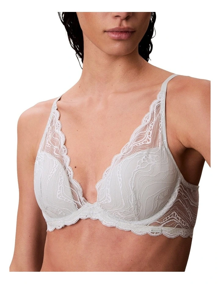 Sensual Stretch Lace Lightly Lined Plunge Bra in Sky Grey image 1