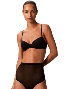 Minimalist Mesh Uplift Demi in Black
