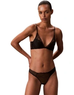 Floral Lace Lightly Lined Plunge in Black