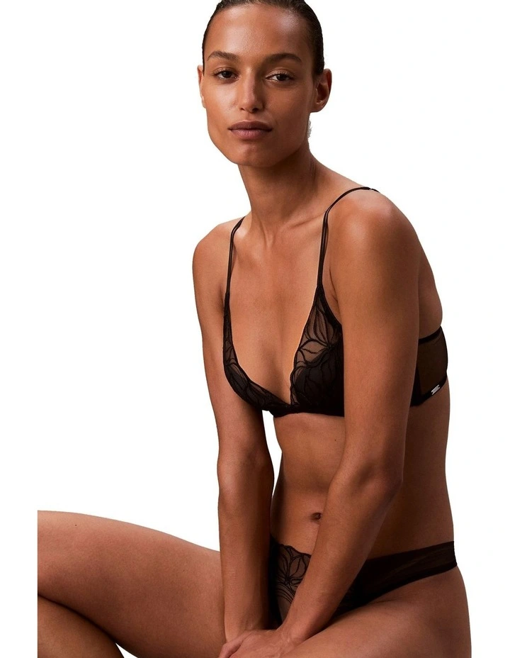 Floral Lace Lightly Lined Plunge in Black image 3