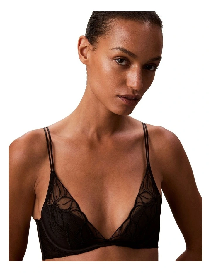Floral Lace Lightly Lined Plunge in Black image 4