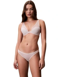 Minimalist Mesh Push Up Plunge Bra in Gray Morn