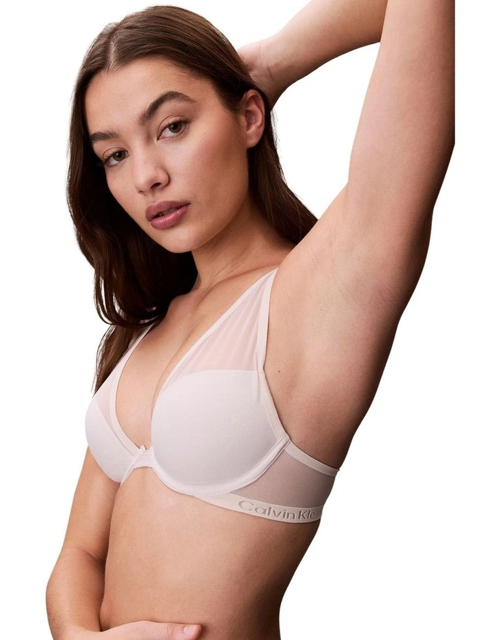 Minimalist Mesh Push Up Plunge Bra in Gray Morn image 2