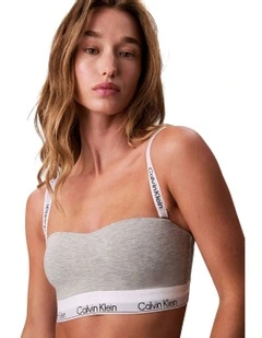 Icon Cotton Modal Lightly Lined Bandeau Bralette in Grey