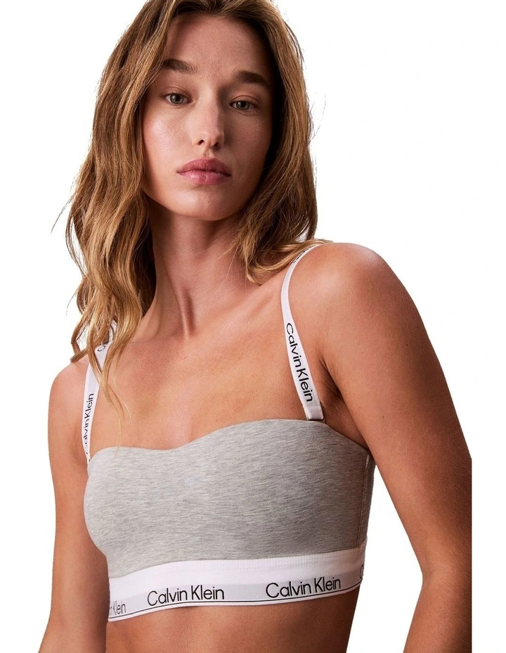 Icon Cotton Modal Lightly Lined Bandeau Bralette in Grey image 1