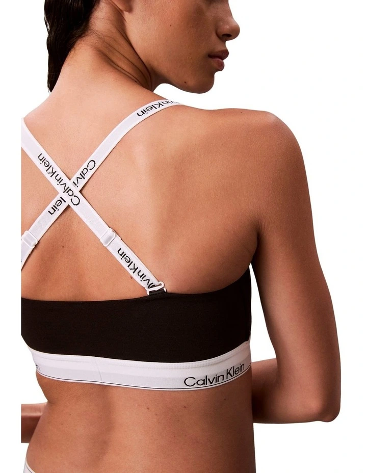 Icon Cotton Modal Lightly Lined Bandeau Bralette in Black image 2