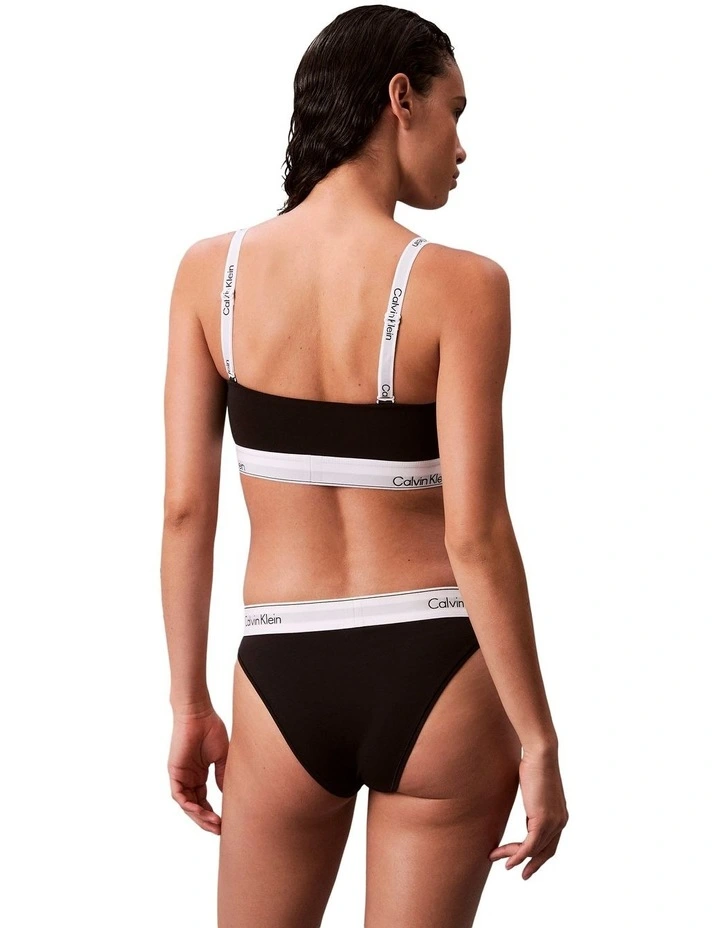 Icon Cotton Modal Lightly Lined Bandeau Bralette in Black image 4