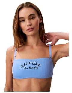 Heritage Athletic Lightly Lined Bandeau Bra in Blue Descent