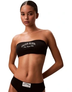 Heritage Athletic Lightly Lined Bandeau Bra in Black