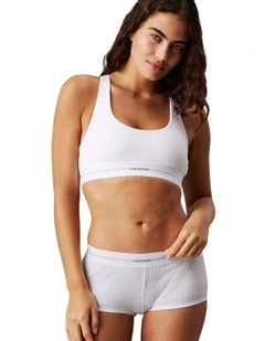 Modern Rib Lightly Lined Bralette in White