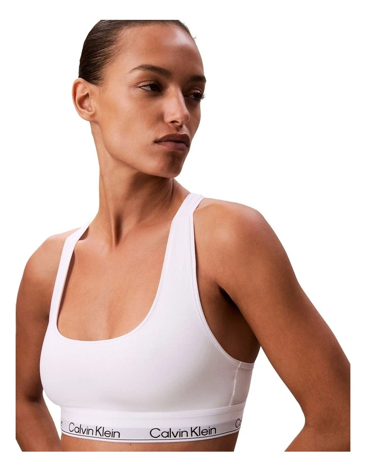 Icon Cotton Modal Unlined Bralette in White image 3