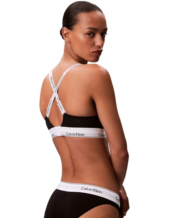Icon Cotton Modal Lightly Lined Bralette in Black image 2