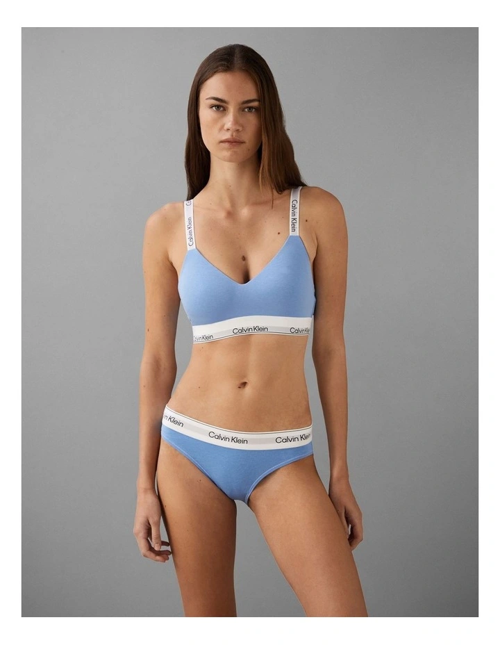 Icon Cotton Modal Lghtly Lined Bralette Blue Descent image 2