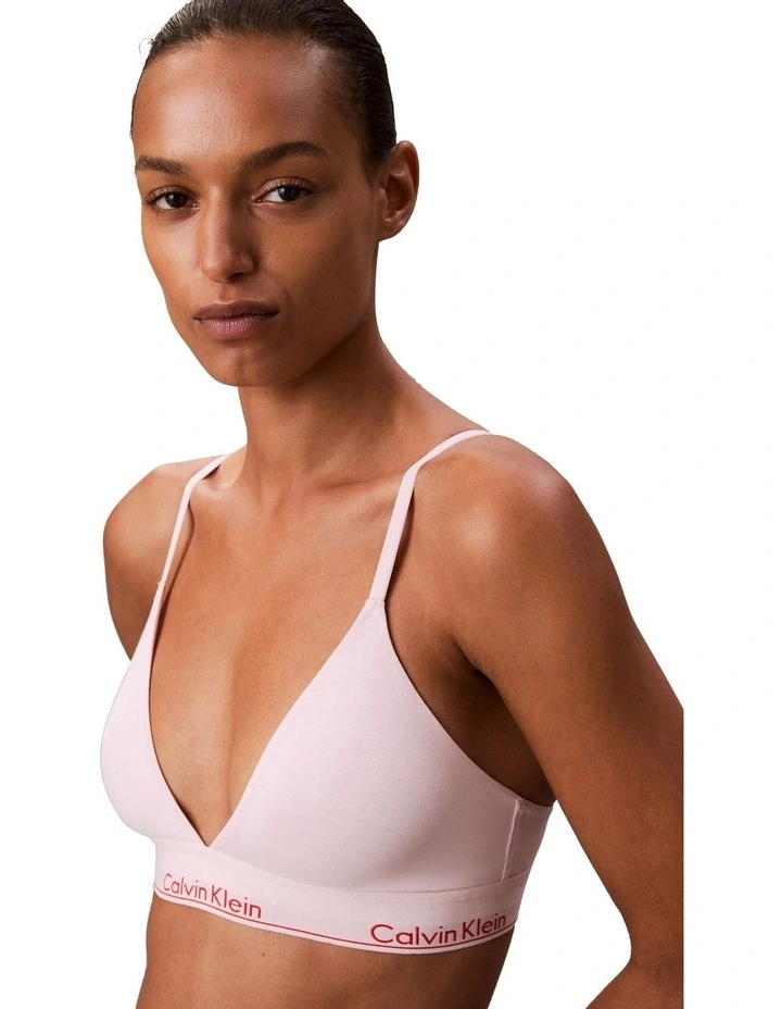 Cotton Modal Lightly Lined Triangle Bralette in Pink image 3
