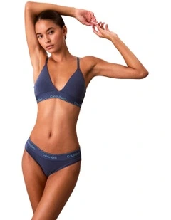 Icon Cotton Modal Lightly Lined Triangle Bralette in Blue