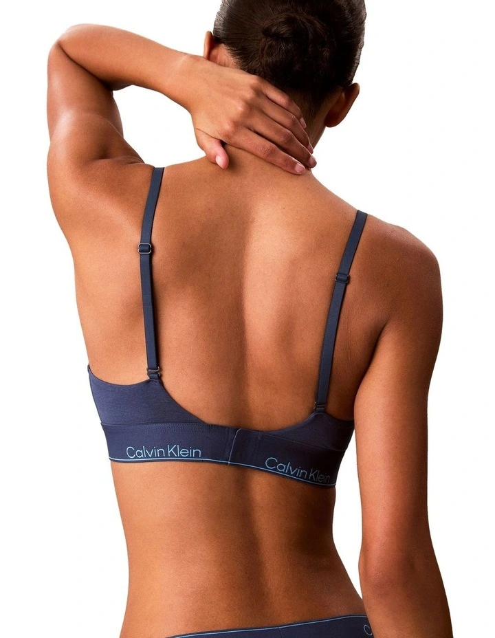 Icon Cotton Modal Lightly Lined Triangle Bralette in Blue image 2