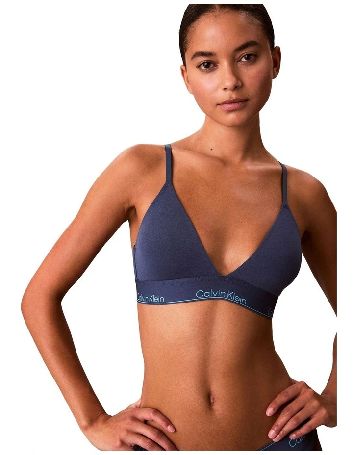 Icon Cotton Modal Lightly Lined Triangle Bralette in Blue image 3